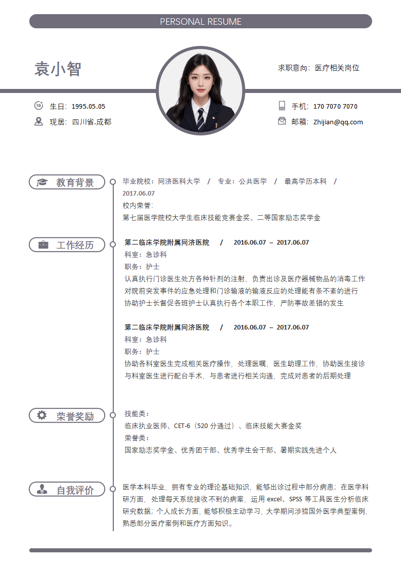护士简历护士模板.docx--0